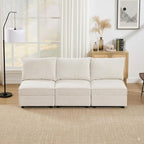 Armless Oversized Modular Sectional Convertible Fabric Sofa Set, Extra Large Sectional Deep Seat Couch for Living Room,77 inch Width,3 Seat Modern Modular Sofas, Pull Out Home Sofa, Chenille Beige