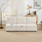 Armless Oversized Modular Sectional Convertible Fabric Sofa Set, Extra Large Sectional Deep Seat Couch for Living Room,77 inch Width,3 Seat Modern Modular Sofas, Pull Out Home Sofa, Chenille Beige