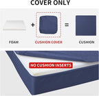 Easy-Going Waterproof Patio Cushion Covers ONLY Cover 24x22x4 inch 2 Pack Replacement Non-Slip Outdoor Seat Cushion Slipcover with Zipper. Navy