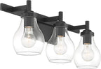 Possini Euro Design Danvers Modern Wall Light Black Metal Hardwired 22 1/2" 3-Light Fixture Clear Globe Glass Shades for Bedroom Bathroom Vanity Reading Living Family Room Hallway House Home Decor