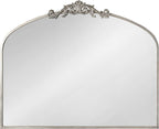 Kate and Laurel Arendahl Ornate Traditional Arched Mirror; 36 x 29; Silver; Decorative Baroque Style Arched Wall Mirror with Wide Frame and Ornamental Crown