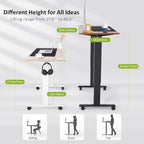 farexon Electric Standing Desk Adjustable Height, 48 x 24 inch Sit Stand Desk with Metal Hook, 4 Memory Heights, 27''-46'' Lifting Range Stand up Desk with Wheels(Oak Gray)