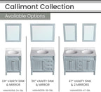 Hanover 36 Set Includes w, Blue Callimont 36'' Vanity Sink Combo for Bathroom, Powder Room | Pre-Assembled 1 Door, 3 Drawers | Accent Mirror| Artificial Stone Countertop Cabinet, 36 inches