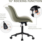 YOUNIKE Olive Green Comfy Home Office Desk Chair Small Vanity Chair with Wheels Swivel Adjustable Modern Task Chair with High Back Armless Cute Faux Leather Upholstered Rolling Sewing Chair Compact