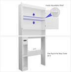 Over-The-Toilet Storage Cabinet - 2 Door Bathroom Organizer with Adjustable Shelves, Farmhouse Style Space-Saving Rack for Bathroom, Toilet, Laundry Room (White)