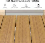PURPLE LEAF 5 Pieces Oversized Square Patio Dining Set with Outdoor Aluminium Dining Table and Woven Chairs Modern Metal Furniture Cushions Sets for Garden Yard Indoor Decor Kitchen Teak