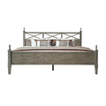 Queen Size Platform Bed Frame with Solid Wood Headboard & Footboard, Metal Legs, 12 Durable Slatted Base, No Box Spring Needed, Easy Assembly, Noise-Free & Anti-Slip, Weathered Gray Oak Finish, RIQ-34