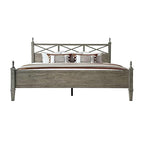 Queen Size Platform Bed Frame with Solid Wood Headboard & Footboard, Metal Legs, 12 Durable Slatted Base, No Box Spring Needed, Easy Assembly, Noise-Free & Anti-Slip, Weathered Gray Oak Finish, RIQ-34