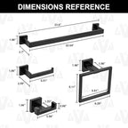 5-Piece Bathroom Hardware Set Matte Black, Lava Odoro Towel Bar Set Stainless Steel Wall Mounted - Include 2 Towel Bar Towel Ring Toilet Paper Holder and Double Hook, 23.6-Inch