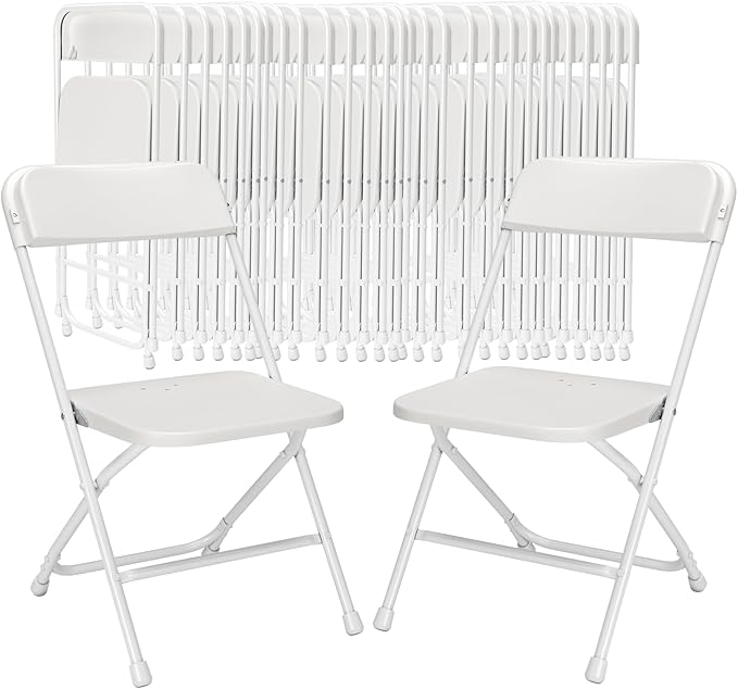 Folding Chairs 30 Pack,White Folding Chair for Outdoor Use,Heavy Duty 350lb Capacity Portable Event Chairs with Steel Frame,Wedding Party Office Dining (No Assembly Required)