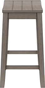Hillsdale Fiddler Wood Backless Counter Height Stool with Saddle-Style Seat, Aged Gray