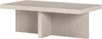 Henn&Hart 44" Fluted Rectangular Wood Pedestal Low-Profile Coffee Table for Living Room, Family Room or Office, Alder White