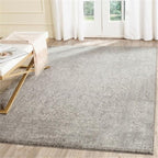 SAFAVIEH Evoke Collection Area Rug - 6'7" Square, Silver & Ivory, Distressed Design, Non-Shedding & Easy to Clean, Ideal for Living Room, Bedroom, Dining Space (EVK256S)