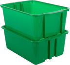 Really Good Stuff Stacking Bins, 14" x 10" x 5 .75" - 12 Pack, Green, Stackable Storage Plastic Bins for Classroom Organization, Home Storage, Office & Hospital Supplies