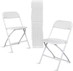 White Folding Chairs 10 Pack, Plastic Chairs for Outside,Portable Stackable Commercial Chairs with Steel Frame, Folding Chairs for Party Events Wedding Home Office Indoor Outdoor Chairs