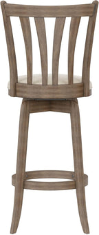 Hillsdale 29.5" Savana Wood Swival Bar Height Stool, Brown Gray