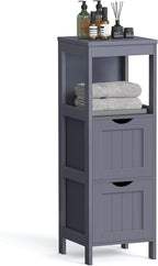 VASAGLE Storage Cabinet, Storage Organizer Rack Stand for Bathroom, Living Room, Bedroom, Multifunctional Corner Unit, 2 Drawers, 35 Inches in Height, Slate Gray BBC042G01
