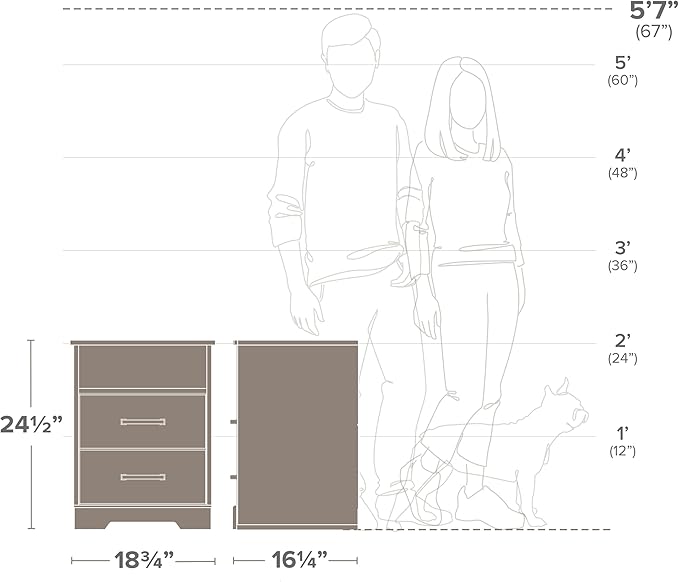 Prepac Rustic Ridge Farmhouse Nightstand Bedside Table, White Nightstand for Bedroom, End Table with 2 Drawers and Open Shelf 16.25"D x 18.75"W x 24.5"H