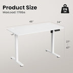 Casaphoria 47 x 24 inches Electric Standing Desk, Sit to Stand Desk with Memory Height Adjustment, Home Office Computer Desk for Writing and Games, White