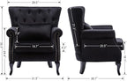 chairus Mid-Century Modern Accent Chair Comfy Tufted Single Sofa Chair Wingback Armchair with Pillow for Club, Living Room, Bedroom - Velvet, Black
