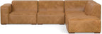 SIMPLIHOME Rex Right Corner Sectional Modular Sofa and Ottoman Set in Full-Grain Genuine Leather, Sienna, 116-inch-wide L-Shaped Leather Sofa and Matching 34-inch-Wide Table Ottoman for Living Room