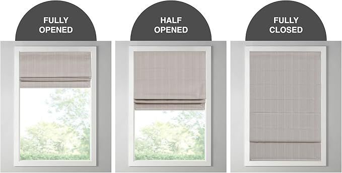 Madison Park Galen Cordless Roman Shade, 33"W x 64"H, Sheen Taupe – Room Darkening, Thermal Insulated, Energy Efficient Window Blind with Subtle Sheen Basketweave Fabric for Privacy