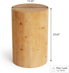 LITTLE TREE Small End Table, Wood Round Drink Table, Farmhouse Side Table for Small Spaces, Modern Plant Stand, Accent Cocktail Table for Living Room, Bedroom Nightstand, Wooden Pedestal Natural