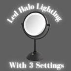 JERDON Lighted Makeup Mirror with Magnification - 1X and 8X Magnification - Black Makeup Mirror - Model HL8808BKL