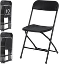 10 Pack Black Plastic Folding Chairs for Outside, Portable Stackable Commercial Metal Foldable Chairs with Steel Frame for Home Events Office Wedding Party, 350lbs Capacity