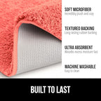 GORILLA GRIP Bathroom Rugs, 30x20, Ultra Soft Absorbent Mat, Thick Plush Bath Rug, Machine Washable, Microfiber Quick Dry, Mats for Shower, Bathtub and Floor, Home Decor Accessories, Coral