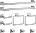 Cilee 10-Pieces Bathroom Hardware Set - Brushed Nickel Bathroom Accessories, 24 Inch Towel Bar, Square Towel Ring, Toilet Paper Holder, Towel Hook, Wall-Mounted Stainless Steel Towel Bar Rack Set