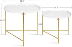 Kate and Laurel Ulani Modern Nesting Coffee Table, Set of 2, White and Gold, Glam Coffee Table Set for Storage and Display