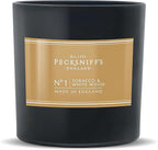 Pecksniff’s Tobacco & White Wood Scented Candle – 1 Wick, 184 g/6.49 oz – Oriental Luxury Fragrance – Black Glass Vessel – Made in England