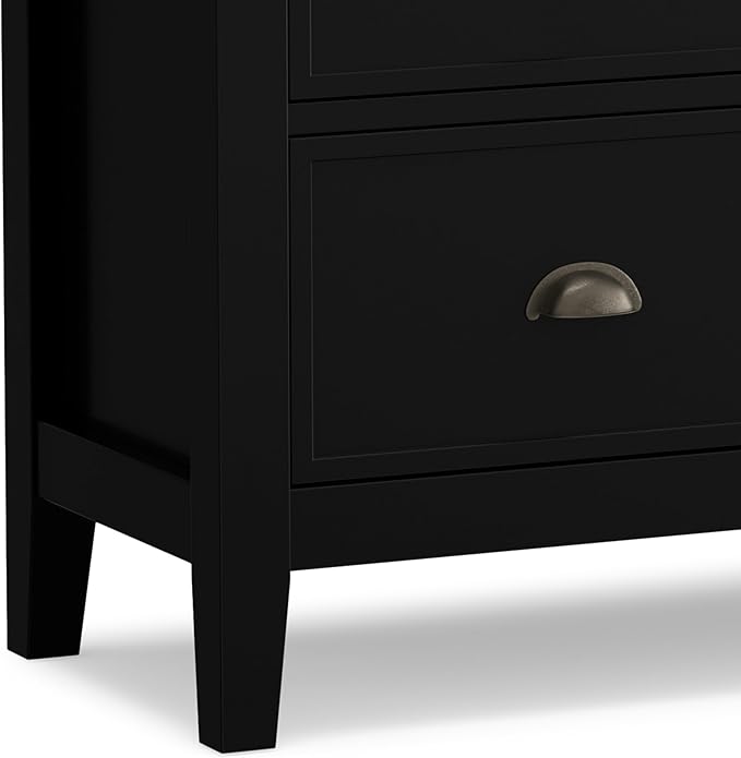 SIMPLIHOME Redmond SOLID WOOD 39 inch Wide Transitional Medium Storage Cabinet in Black for the Living Room, Entryway and Family Room