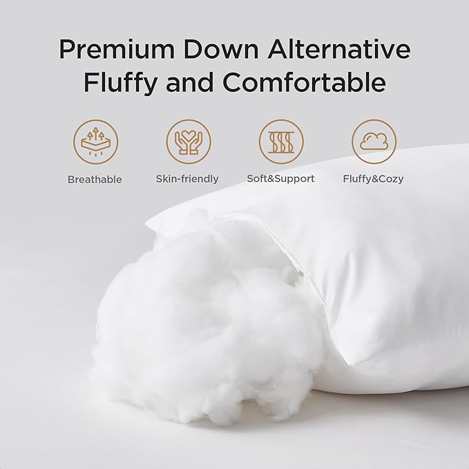 Acanva 28x28 Throw Pillow Inserts Set of 2, Premium Polyester Fiber Fill Square Sham Stuffer Cushion for Sofa, Bed, Couch and Chair, Machine Washable, White