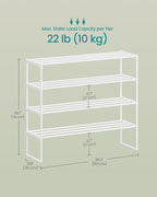 SONGMICS Shoe Rack, 4-Tier Shoe Organizer, Metal Storage Shelf, Upright or Upside Down, for 20-25 Pairs, Stackable, for Entryway, 11.8 x 36.2 x 29.1 Inches, Pearl White ULSA014WK01