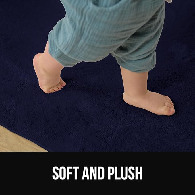 GORILLA GRIP Slip Resistant Soft Washable Stain Resistant Area Rug, Plush Thick Carpet for Nursery, Bedroom, Living Room, Non-Shedding Floor Rugs, Kid and Pet Friendly, Baby Home Decor, 4x6, Navy Blue
