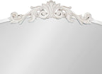 Kate and Laurel Arendahl Ornate Traditional Arched Mirror; 36 x 29; White; Decorative Baroque Style Arched Wall Mirror with Wide Frame and Ornamental Crown