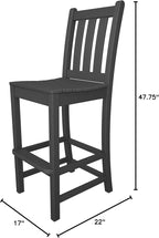 POLYWOOD® Traditional Garden Bar Side Chair in Slate Grey