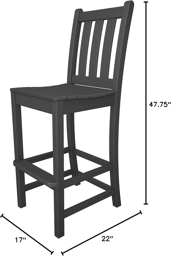 POLYWOOD® Traditional Garden Bar Side Chair in Slate Grey