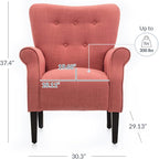 BELLEZE Modern Accent Chair, High Back Armchair, Upholstered Wingback Side Chair, Padded Single Sofa with Wooden Legs for Living Room, Bedroom - Brick