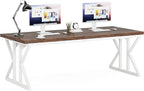 Tribesigns 78.7-Inch Executive Desk, Large Computer Office Desk Workstation, Modern Simple Style Laptop Desk Study Writing Table Business Furniture for Home Office (Rustic Brown/White, 78.7 Inch)