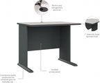 Bush Business Furniture Series A 36W Small Desk in White Spectrum and Slate, Compact Computer Table for Home or Professional Office