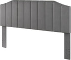 King Size Headboard Only, Velvet Upholstered Headboard King/California King Size Wall Mount and Bed Frame Mount, Featuring High-Density Sponge Padding Easy Assembly Comfort Style-Dark Gray