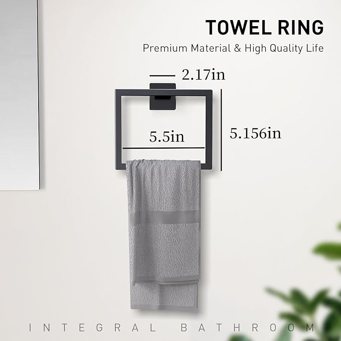 10-Pieces Matte Black Bathroom Accessories Set, Stainless Steel Bathroom Hardware Set, Towel Racks for Bathroom Wall Mounted 24 Inch Bath Towel Bar Set.