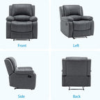 Manual Recliner Chair for Adults, Reclining Chairs, Breathable Leather Single Sofa with Adjustable Backrest, Modern Push Back Wingback Lounge Armchair for Living Room (Grey)