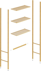3 Tier Over The Toilet Organizer Rack Bamboo, Freestanding Bathroom Toilet Storage Shelf, Space Saving and Easy to Install, Adjustable Feet, Adjustable Bottom Rod