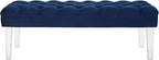 Modway Valet Tufted Button Performance Velvet Upholstered Bedroom Or Entryway Bench with Acrylic Legs in Navy