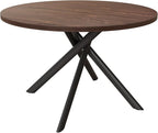 45.3 Inch Modern Round Dining Table for 4, Space-Saving Dinette with Carbon Steel Legs for Home Kitchen Apartment(Dark Walnut Table)