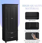Polibi Tall Storage Cabinet with 2 Drawers, 3-Tier Adjustable Shelves & 2 Doors, Floor Freestanding Cabinet for Bathroom, Living Room, Black